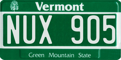 VT license plate NUX905