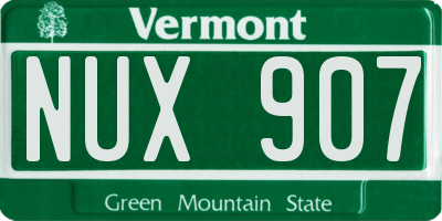 VT license plate NUX907