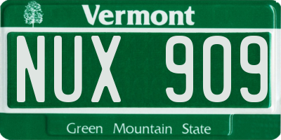 VT license plate NUX909