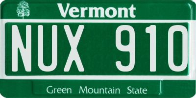 VT license plate NUX910