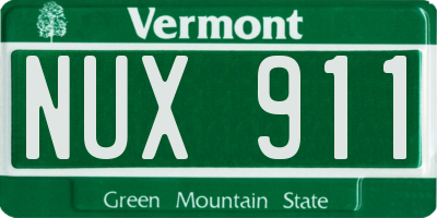 VT license plate NUX911