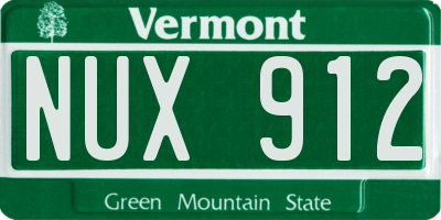 VT license plate NUX912