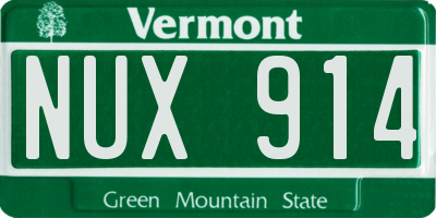 VT license plate NUX914