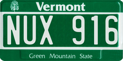 VT license plate NUX916