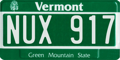 VT license plate NUX917