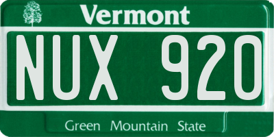 VT license plate NUX920