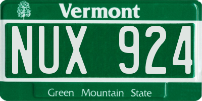 VT license plate NUX924