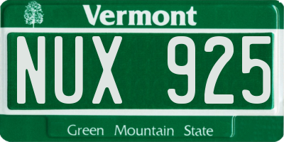 VT license plate NUX925