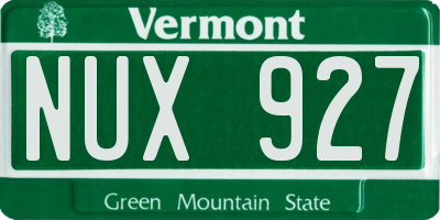VT license plate NUX927