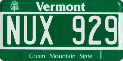 VT license plate NUX929