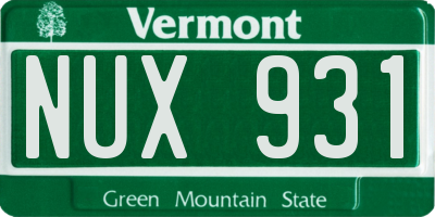 VT license plate NUX931