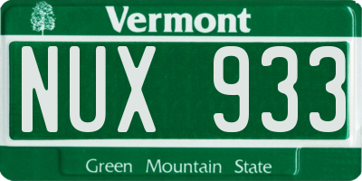VT license plate NUX933