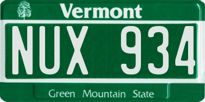 VT license plate NUX934