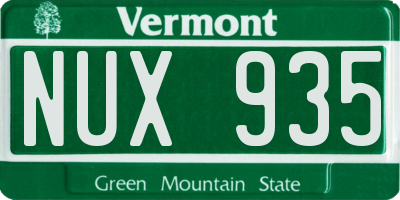 VT license plate NUX935