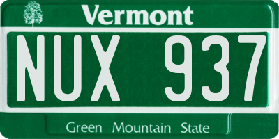 VT license plate NUX937