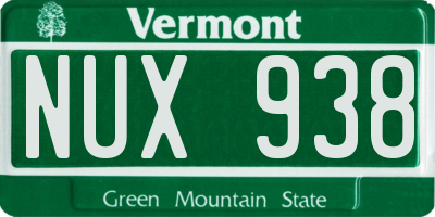 VT license plate NUX938