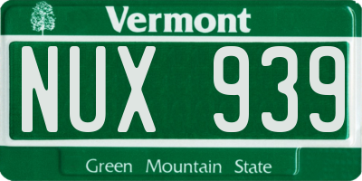 VT license plate NUX939