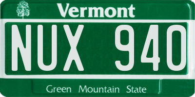 VT license plate NUX940
