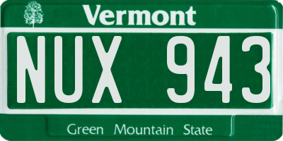VT license plate NUX943