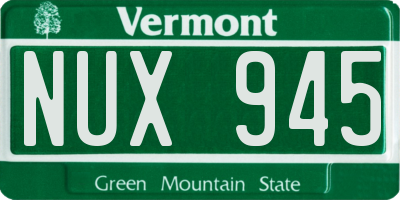 VT license plate NUX945