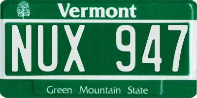 VT license plate NUX947