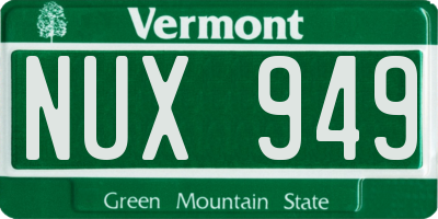 VT license plate NUX949