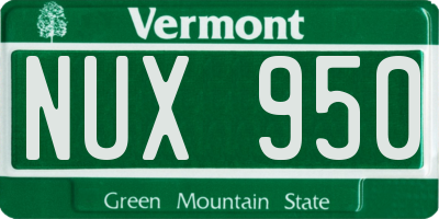 VT license plate NUX950