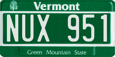 VT license plate NUX951