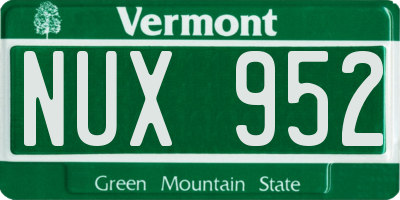 VT license plate NUX952