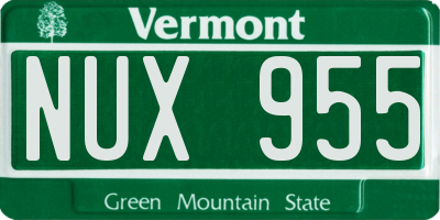 VT license plate NUX955