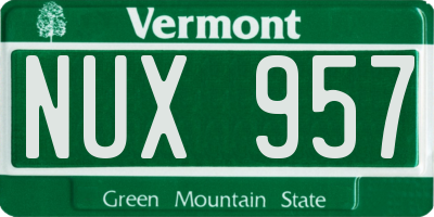 VT license plate NUX957