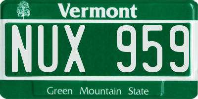 VT license plate NUX959