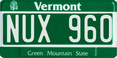 VT license plate NUX960