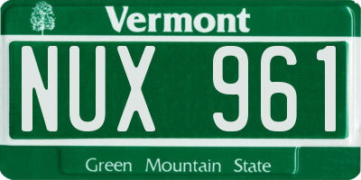 VT license plate NUX961