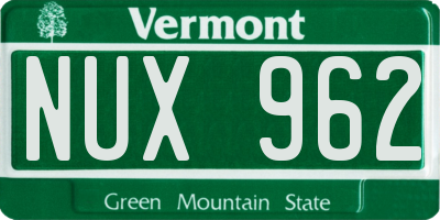VT license plate NUX962