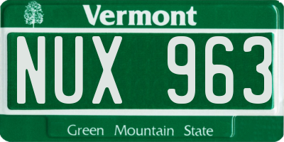 VT license plate NUX963