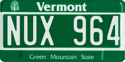 VT license plate NUX964