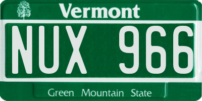 VT license plate NUX966
