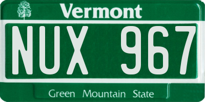 VT license plate NUX967
