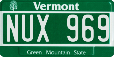 VT license plate NUX969