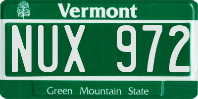 VT license plate NUX972