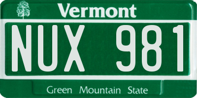 VT license plate NUX981