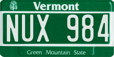 VT license plate NUX984