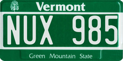 VT license plate NUX985