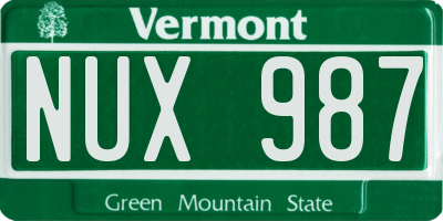 VT license plate NUX987