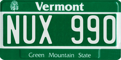 VT license plate NUX990