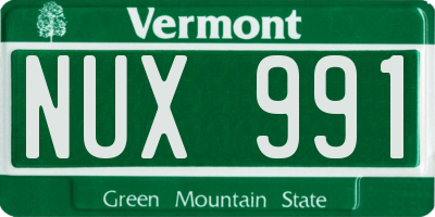 VT license plate NUX991
