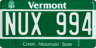 VT license plate NUX994
