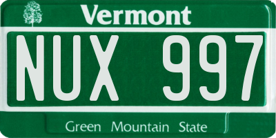 VT license plate NUX997
