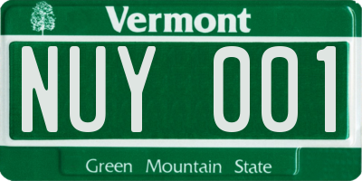 VT license plate NUY001